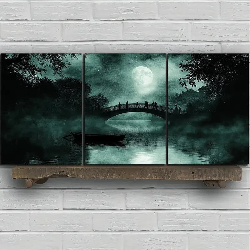 3pcs Bridges And Scenery On The Water Metal Print Ready to Hang Art - Bella Home Decor