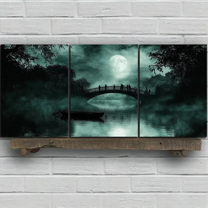 3pcs Bridges And Scenery On The Water Metal Print Ready to Hang Art - Bella Home Decor