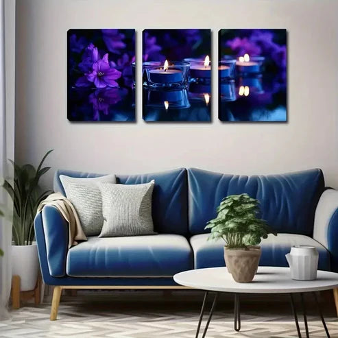 3pcs Candle and Flower Darkness Décor Perfect Wall Art Canvas Unframed - High Quality Print 100% Australian Made Wall Canvas - Bella Home Decor