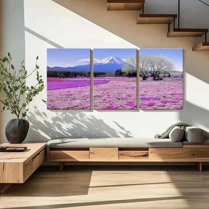 3pcs Mount Fuji & Flower Fields Landscape Wall Art Set Canvas Framed 60x90cm - High Quality Print 100% Australian Made Wall Canvas Ready to Hang