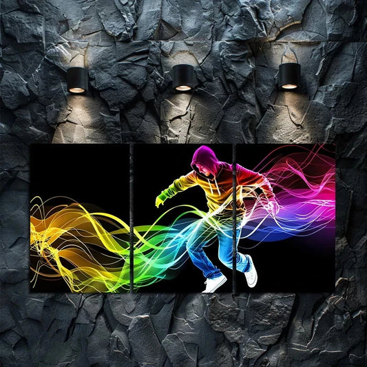 3pcs Dynamic Breakdancer Action Art Metal Print Ready to Hang Art