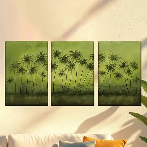 3pcs Charming abstract coconut tree Wall Art Set Canvas Unframed - High Quality Print 100% Australian Made Wall Canvas - Bella Home Decor