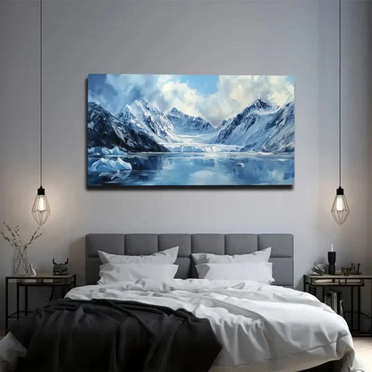 Snow Mountain Lake Wall Art Canvas Office Home Room Framed 120x60cm