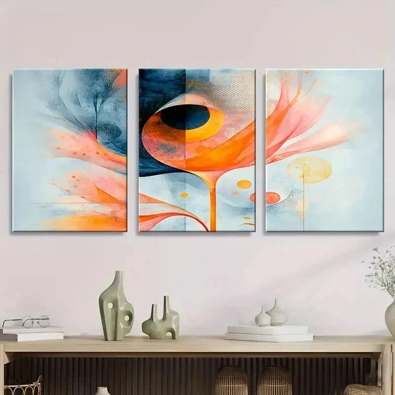 3pcs Humorous Abstract Art Wall Art Set Canvas Framed 50x70cm - High Quality Print 100% Australian Made Wall Canvas Ready to Hang