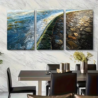 3pcs Thames Path Print Metal Print Ready to Hang Art