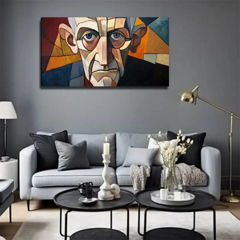Old For Man's Face Wall Art Canvas Office Home Room Framed 120x60cm