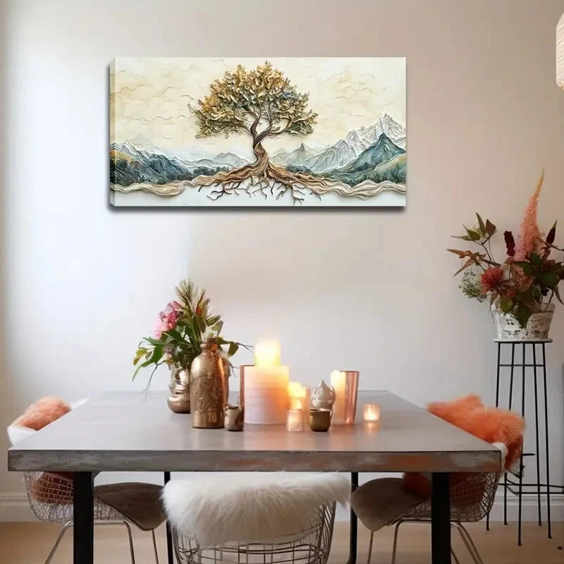 Mix Of Yellow And Green Leaves Wall Art Canvas Office Home Room Framed 120x60cm - Bella Home Decor