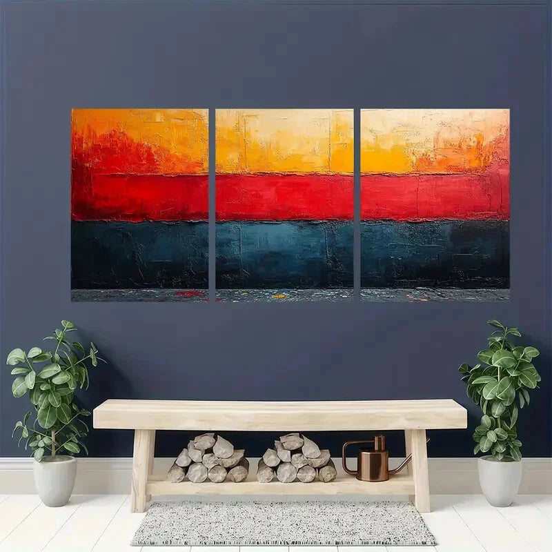 3pcs Abstract Texture Paintings Original Textured Metal Print Ready to Hang Art - Bella Home Decor