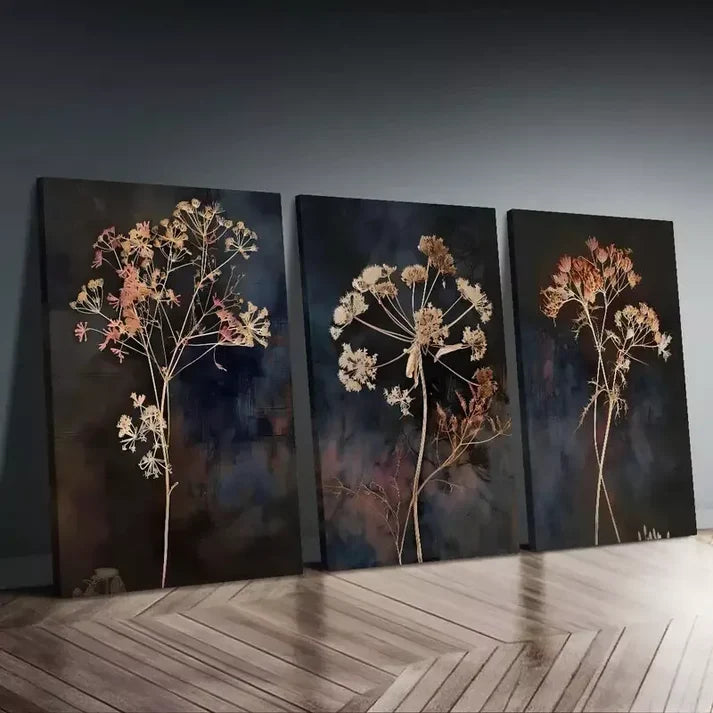3pcs Vintage Wildflower Wall Art Canvas Unframed - High Quality Print 100% Australian Made Wall Canvas