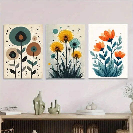 3pcs Modern Minimalist Floral Abstract Wall Art Set Canvas Framed 40x60cm - High Quality Print 100% Australian Made Wall Canvas Ready to Hang