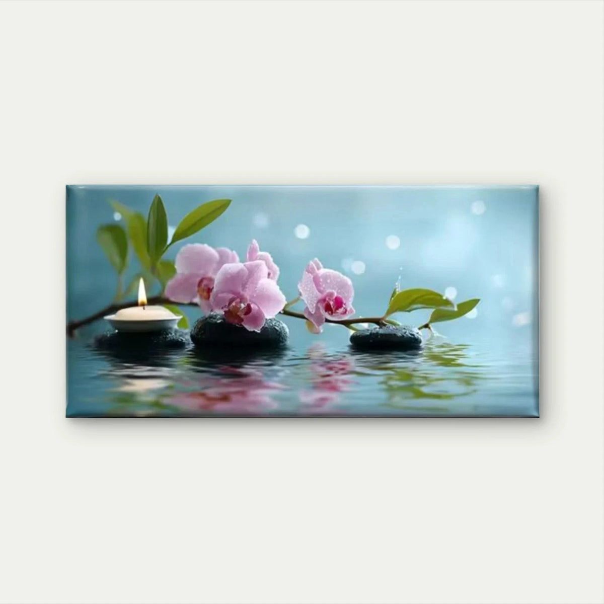 Dripping Water & Pink Orchids Wall Art Canvas Office Home Room Framed 120x60cm