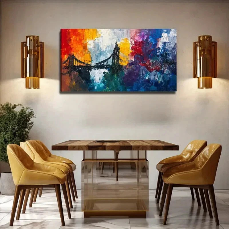 Abstract Suspension Bridge Wall Art Canvas Office Home Room Framed 120x60cm