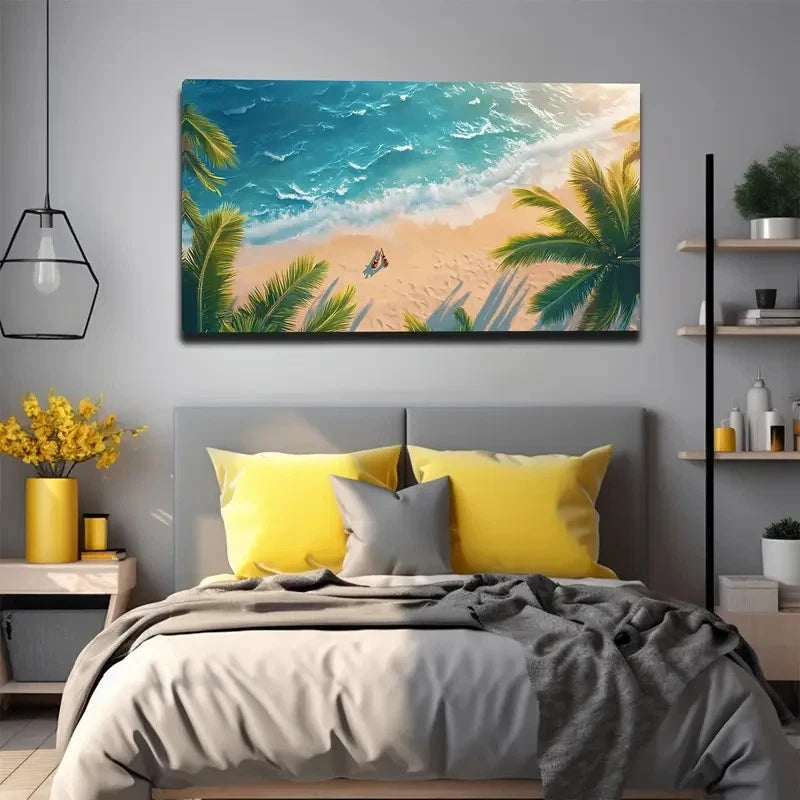 Lake Blue Ocean Waves Wall Art canvas office home room framed 120x60cm