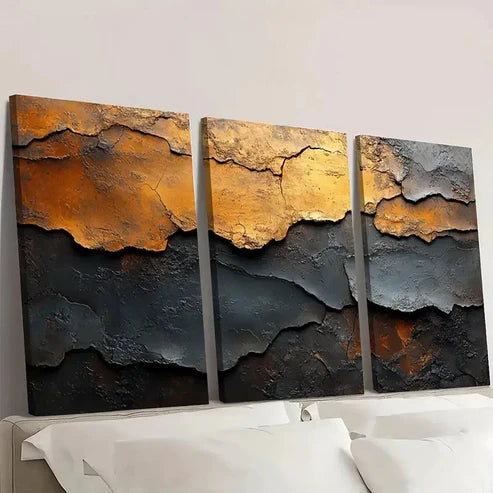 3pcs Textured Painting Brown Abstract Wall Art Canvas Unframed – High Quality Print 100% Australian Made Wall Canvas