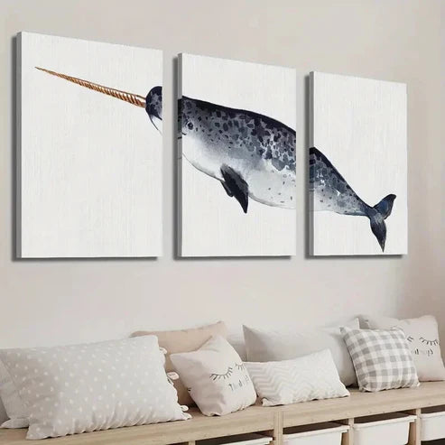 3pcs Marine Animal Decoration Wall Art Set Canvas Unframed - High Quality Print 100% Australian Made Wall Canvas