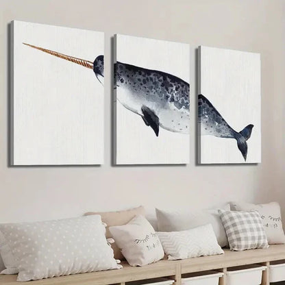 3pcs Marine Animal Decoration Wall Art Set Canvas Unframed - High Quality Print 100% Australian Made Wall Canvas