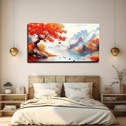 Vibrant Red And Blue Hues Wall Art Canvas Office Home Room Framed 120x60cm