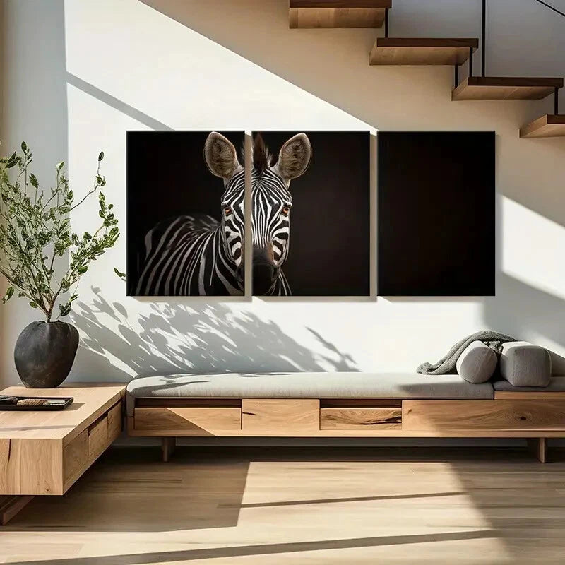 3pcs Zebra Art Wildlife Photography Black White Metal Print Ready to Hang Art
