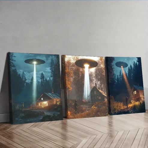 3pcs The Alien Ship Is on the Cabin Wall Art Set Canvas Unframed - High Quality Print 100% Australian Made Wall Canvas