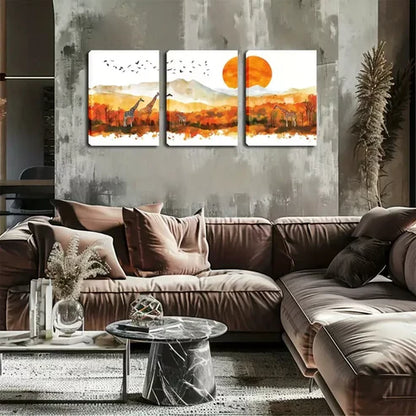 3pcs Large Sunset on Prairie Landscape Wall Art Canvas Unframed - High Quality Print 100% Australian Made Wall Canvas