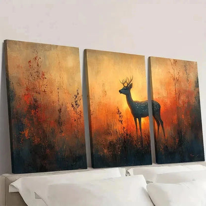 3pcs Deer Painting Graceful Deer ER  Wall Art Set Canvas Framed 50x70cm - High Quality Print 100% Australian Made Wall Canvas Ready to Hang - Bella Home Decor