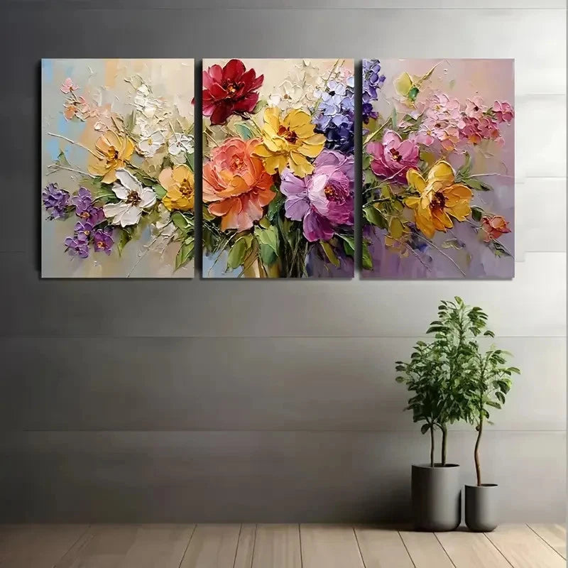 3pcs Cardinals on White Daisies Modern Art Metal Print Ready to Hang Art - Bella Home Decor