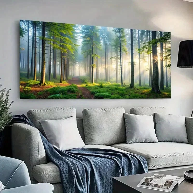 Nature Scene Sunlit Path wall canvas office home room framed 120x60cm - Bella Home Decor