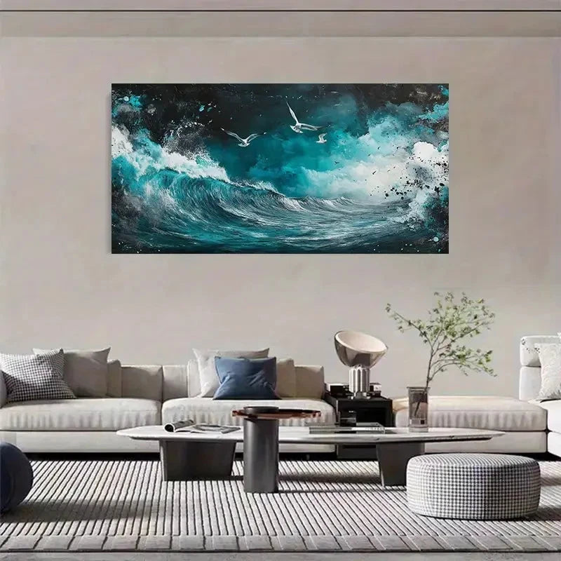 Modern Seaside Scenery Wall Art Canvas Office Home Room Framed 120x60cm