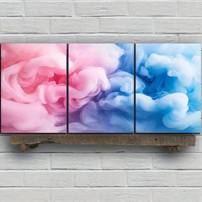 3pcs Beautiful Lines Colourful Pink & Blue Metal Print Ready to Hang Art - Bella Home Decor