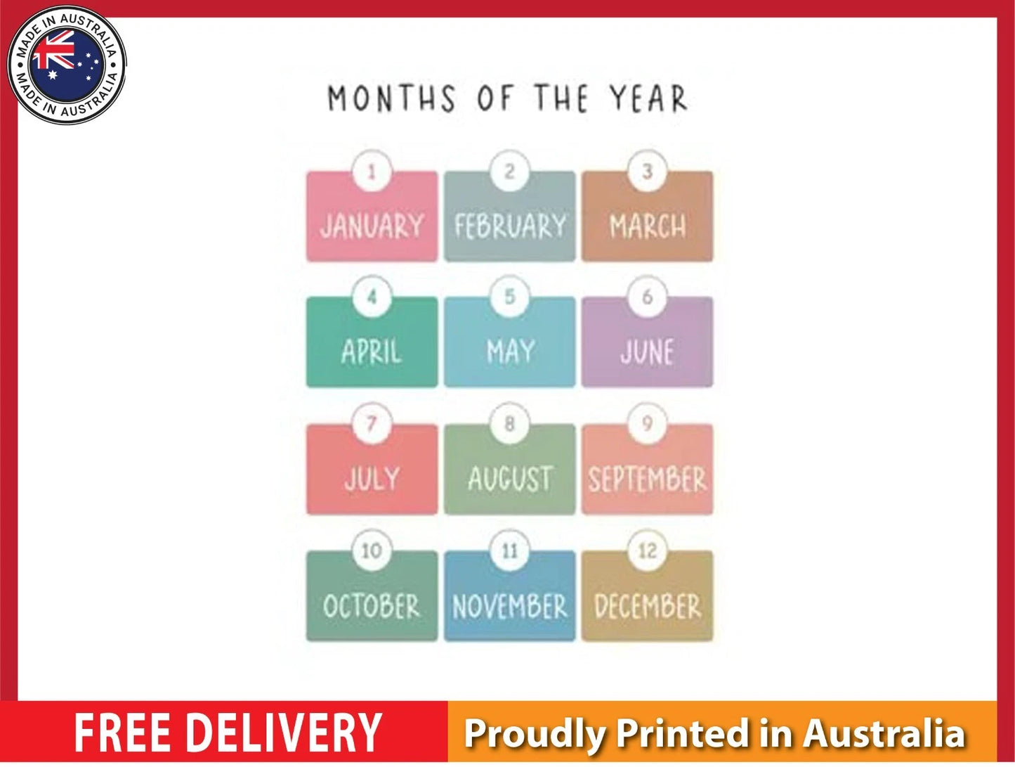 NEW (LAMINATED) Months Of The Year (61X91CM) Educational CHART PICTURE PRINT