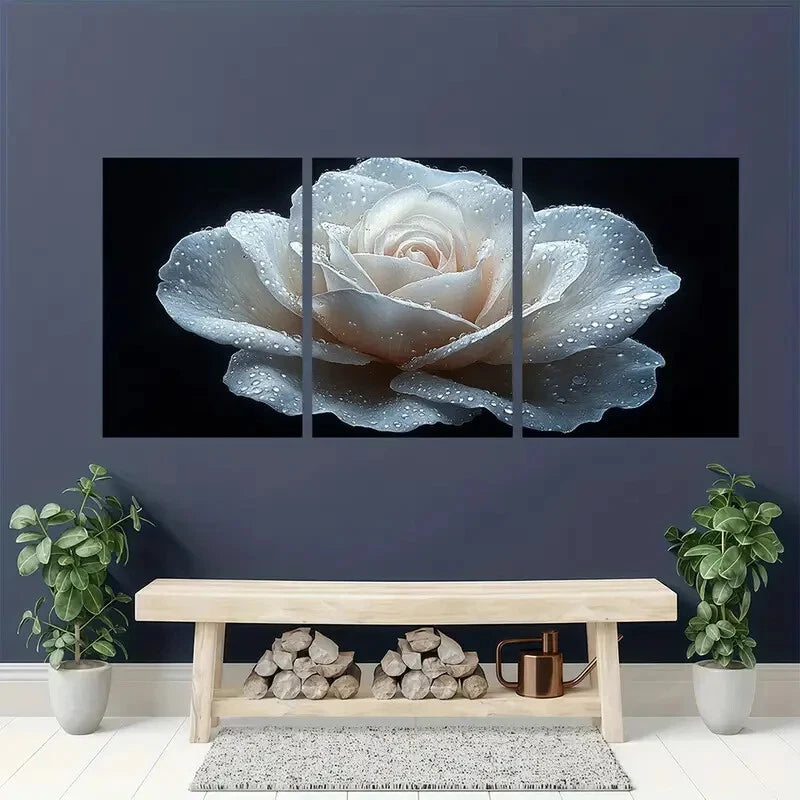 3pcs Painting Print Flower Art Rose Painting Metal Print Ready to Hang Art - Bella Home Decor