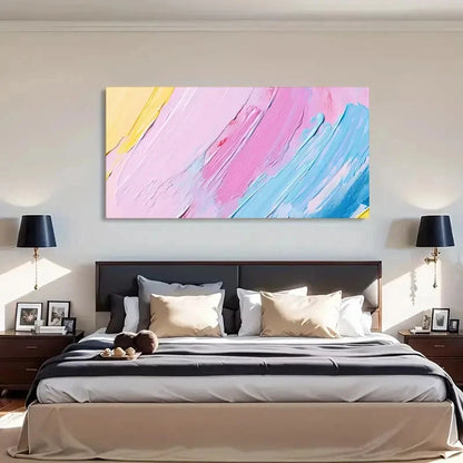 Soft Pastel Brushstrokes Wall Art Canvas Office Home Room Framed 120x60cm - Bella Home Decor