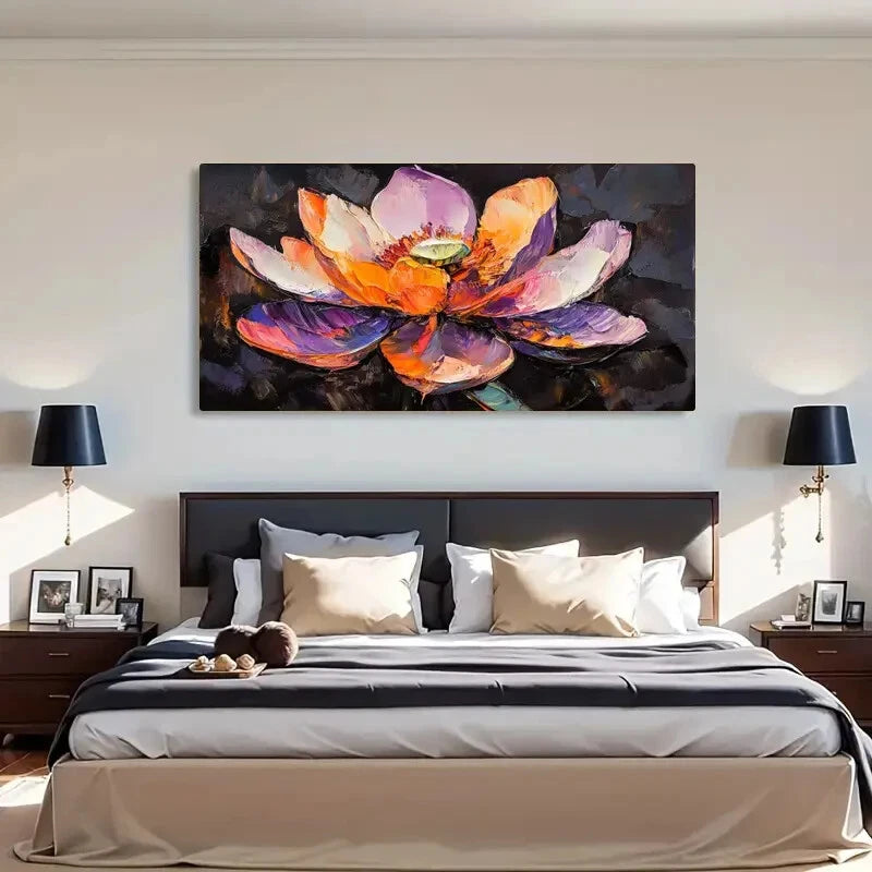 Purple & Orange Brushstrokes Wall Art Canvas Office Home Room Framed 120x60cm - Bella Home Decor