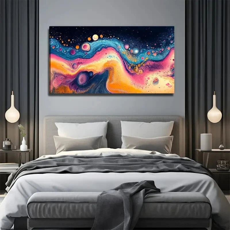 Decor With Blue Pink Orange Wall Art Canvas Office Home Room Framed 120x60cm