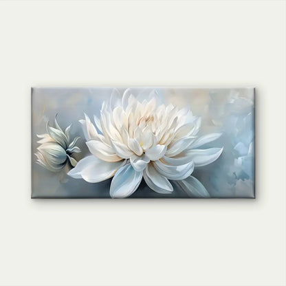 White Flowers Modern Wall Art Canvas Office Home Room Framed 120x60cm