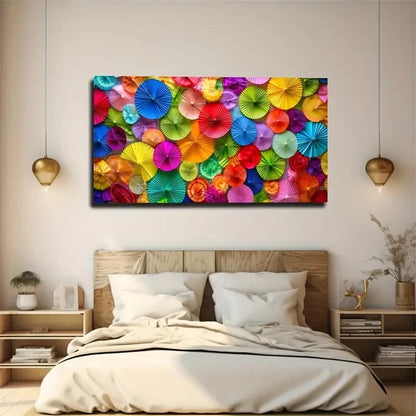 Colorful Umbrella Vibrant Wall Art Canvas Office Home Room Framed 120x60cm