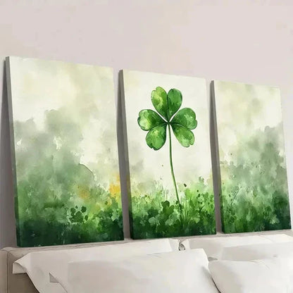 3pcs Irish Clover Paintings NO Wall Art Set Canvas Unframed - High Quality Print 100% Australian Made Wall Canvas - Bella Home Decor