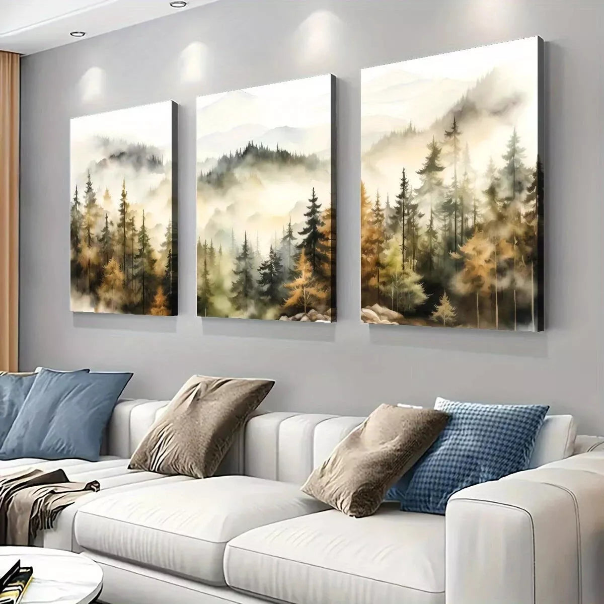 3pcs Forest Scenery Autumn Forest Modern Wall Art Set Canvas Framed 40x60cm - High Quality Print 100% Australian Made Wall Canvas Ready to Hang