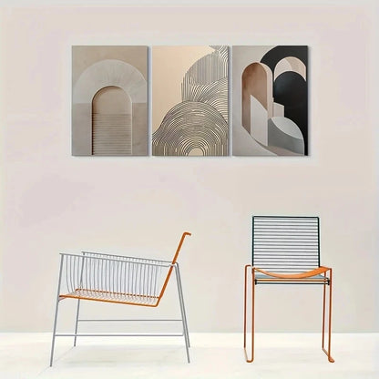 3pcs Geometric Modern Abstract Metal Print Ready to Hang Art - Bella Home Decor
