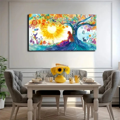 Enchanting Tree With Colorful Wall Art Canvas Office Home Room Framed 120x60cm