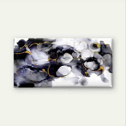 Black, White, and Gold Alcohol Ink Wall Art Canvas Office Home Framed 120x60cm