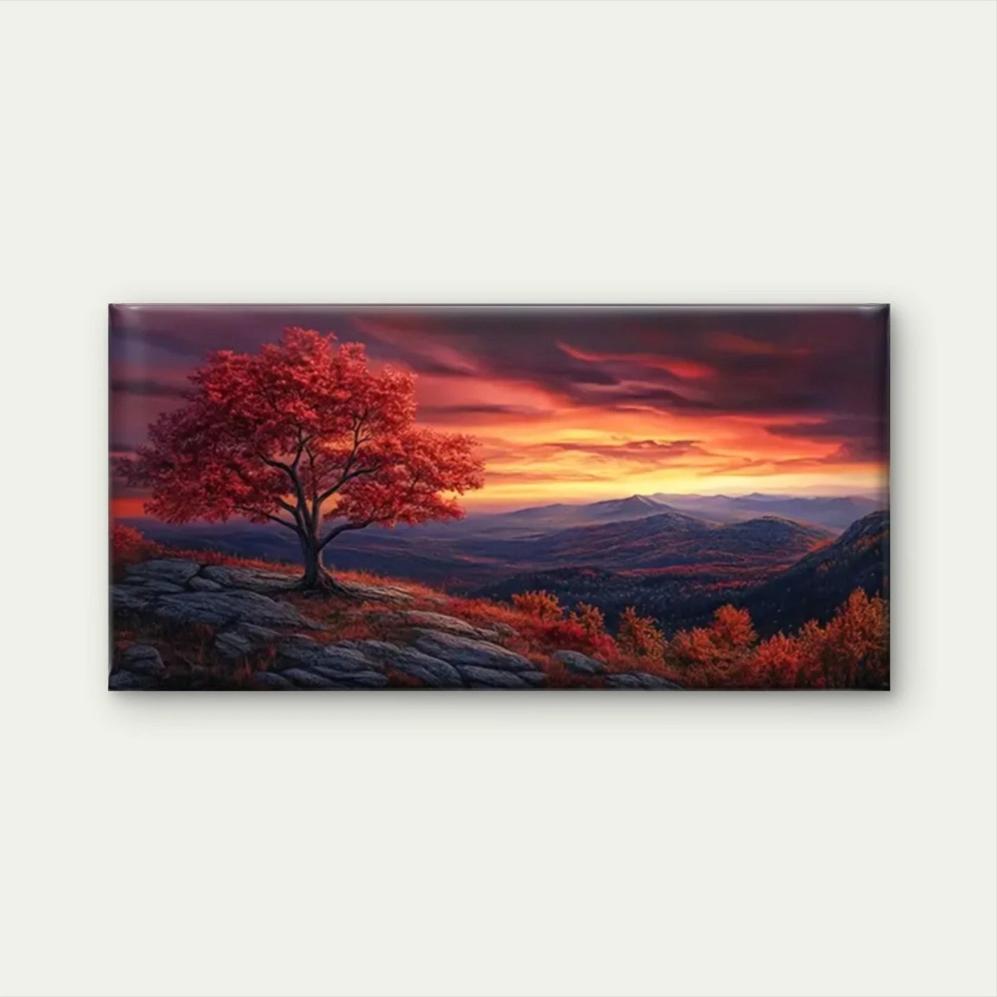 Mountain Tree Mountain Wall Art Canvas Office Home Room Framed 120x60cm