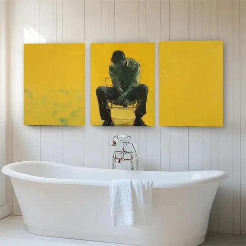 3pcs Yellow Abstract Human Emotions Perfect Wall Art Canvas Unframed - High Quality Print 100% Australian Made Wall Canvas