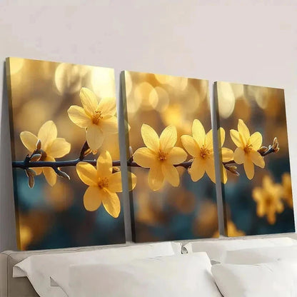 3pcs Flower Art Yellow Flower Art OL  Wall Art Set Canvas Framed 40x60cm - High Quality Print 100% Australian Made Wall Canvas Ready to Hang - Bella Home Decor