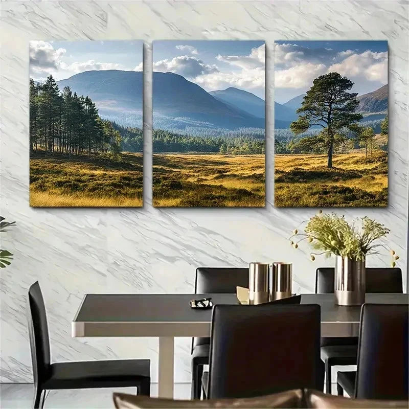 3pcs Scotland Scenic Landscape Perfect Wall Art Set Canvas Framed 50x70cm - High Quality Print 100% Australian Made Wall Canvas Ready to Hang