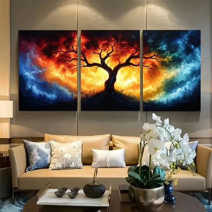 3pcs Surreal Forest FireT wisting Trees Metal Print Ready to Hang Art