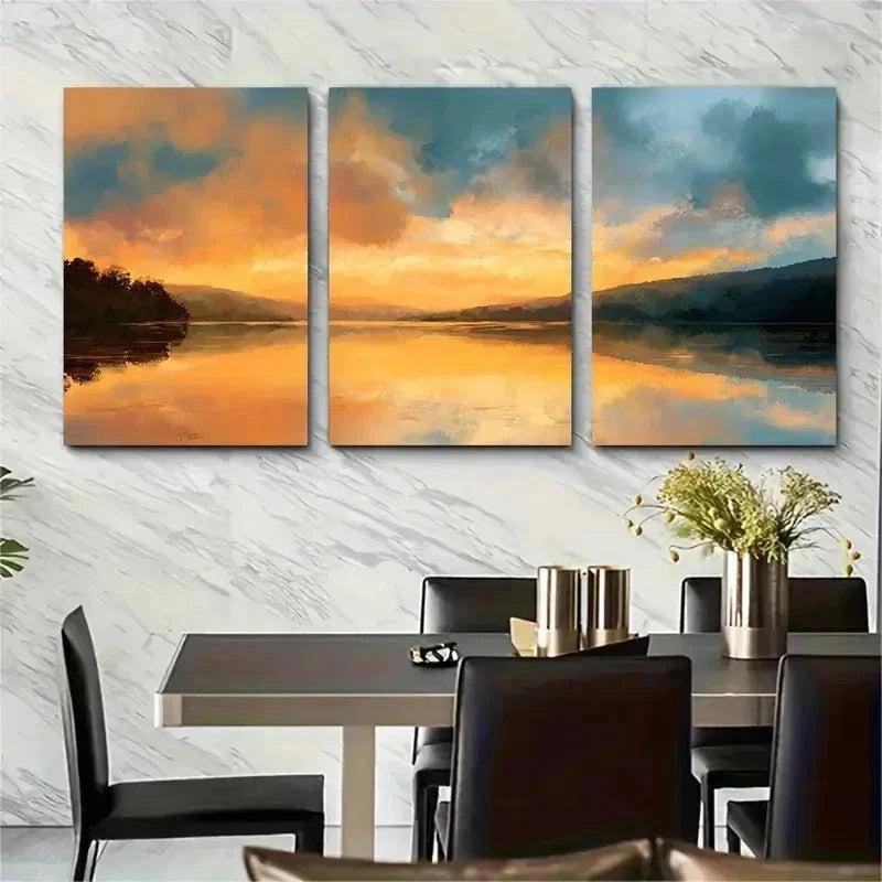 3pcs Cloudy Sky Landscape Sunrise Perfect Wall Art Set Canvas Framed 50x70cm - High Quality Print 100% Australian Made Wall Canvas Ready to Hang - Bella Home Decor
