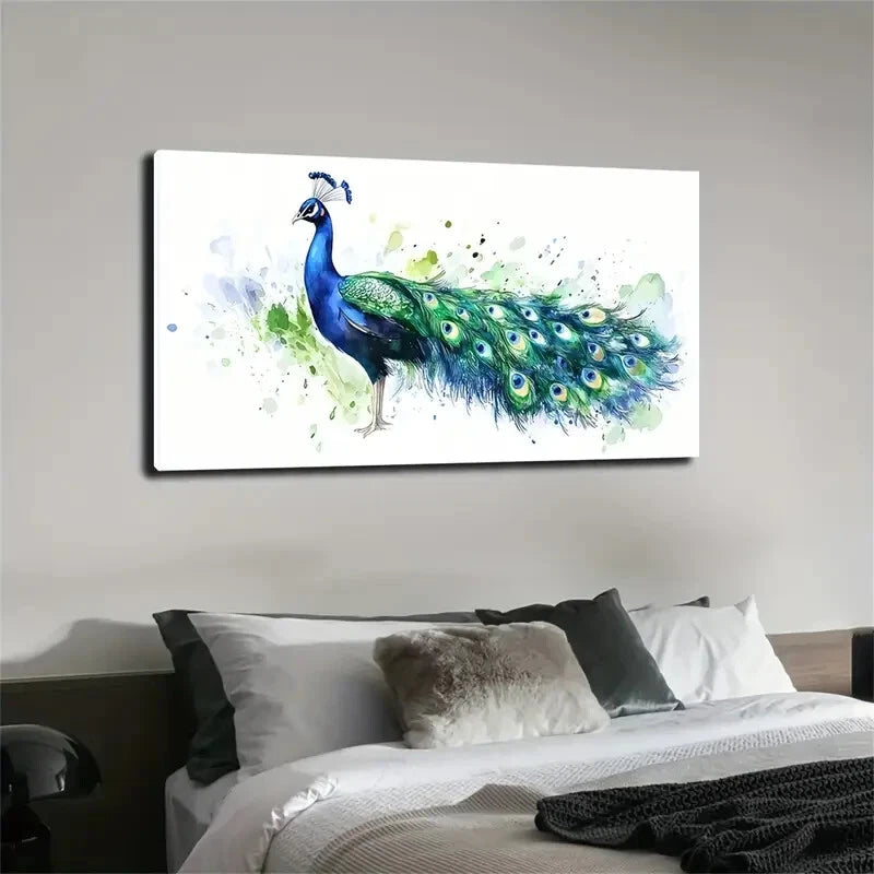 Peacock Nordic Style Décor Wall Art Canvas Office Home Room Framed 120x60cm - Bella Home Decor