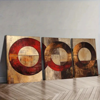 3pcs Featuring Abstract Designs of Circles Wall Art Set Canvas Unframed - High Quality Print 100% Australian Made Wall Canvas