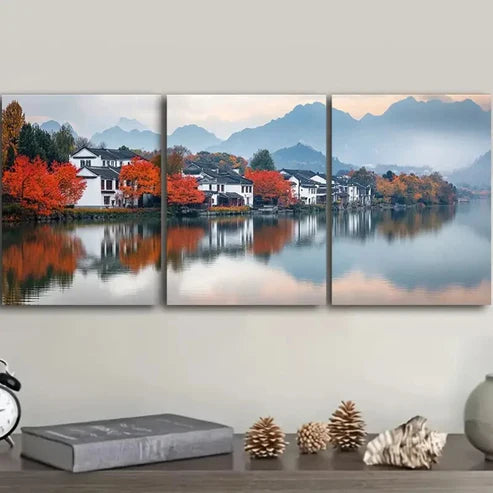 3pcs Jiangnan, ancient town Wall Art Set Canvas Unframed - High Quality Print 100% Australian Made Wall Canvas